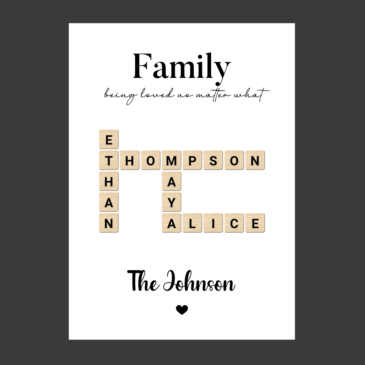 Familien Scrabble Poster - Eure Namen im Buchstabenspiel